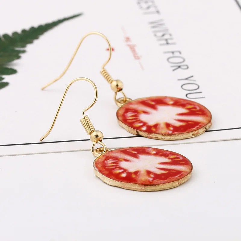 YAAYOO Hyperbole Alloy Fruit Tomato Earring Jewelry Drop Dangle Earrings For Women HL030 |