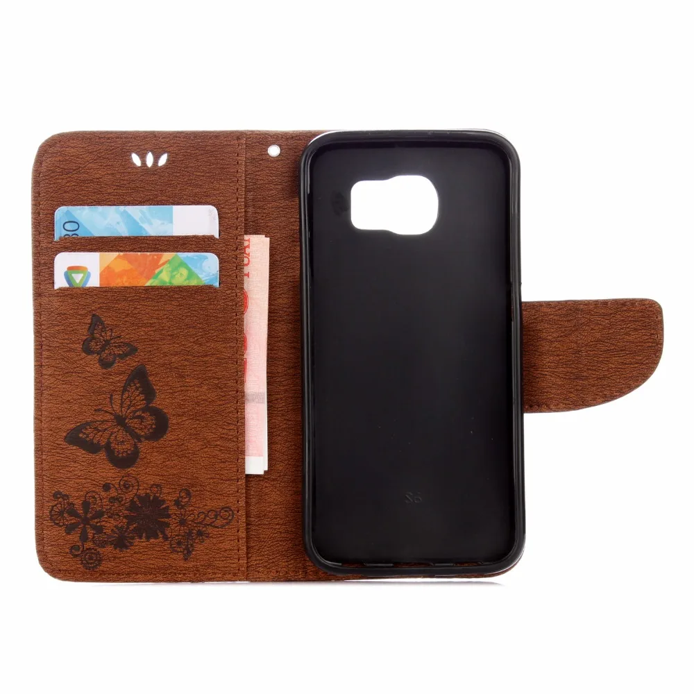 For Samsung S7 Edge case Big butterfly flower flip for Galaxy G9350 5.5'' leather wallet phone back cover |