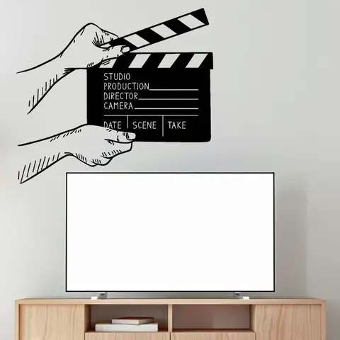 Наклейка на стену с хлопушкой, наклейка на стену для кинотеатра, пленка для кино, съемная настенная Фреска с хлопушкой AY923