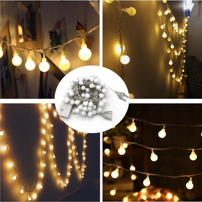 

10M 100LED Christmas Ball Fairy Lights 110V 220V Bulb Led String Light Wedding Decorative Lights for Home Garden Tree Decoration