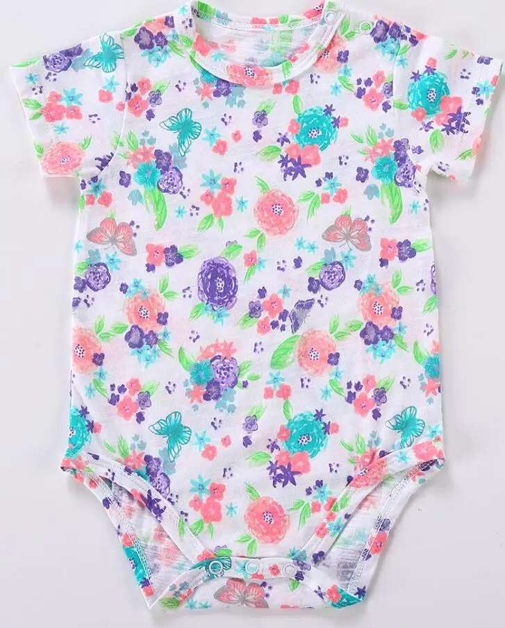flowers Одежда для малышей, комбинезоны для новорожденных, детские комбинезоны, пижамы для малышей, летний костюм с короткими рукавами, детская одежда, Детский комбинезон из хлопка - Цвет: flowers