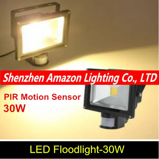

PIR Motion Sensor LED flood light 30W Black AC85-265V waterproof IP65 Floodlight Spotlight Outdoor Lighting Free shipping