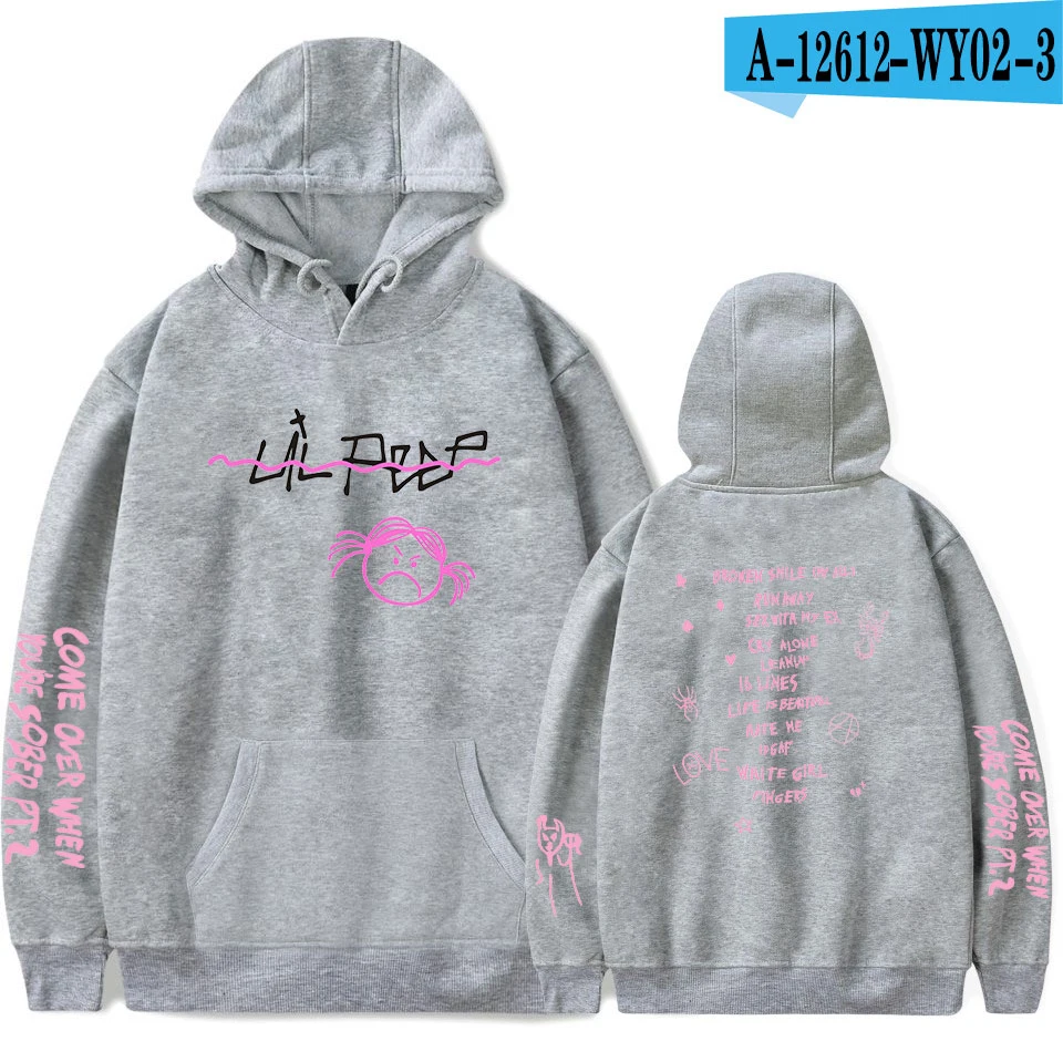 gray New lil peep Hoodie Men and Women Fans Sweatshirt Hoodies Sweatshirts Long Sleeve Print Hip Hop lil peep Boy Casual Clothes - Цвет: gray