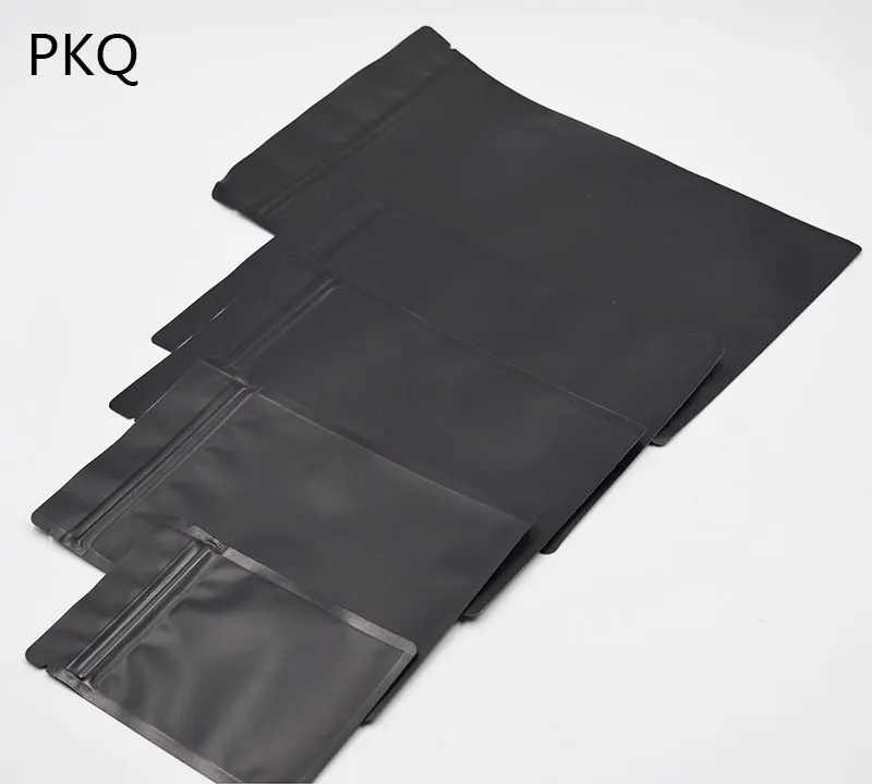 50 шт стоьте вверх матовая черная алюминиевая фольга Ziplock мешок Doypack кофе Бобы