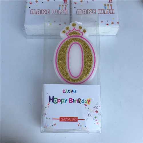 0-gold pink 1 шт 0-9 номер мультфильм корона Золотая свеча мальчик/девочка ребенок душ Дети День рождения праздничный торт свечи-цифры подарок - Цвет: 0-gold pink