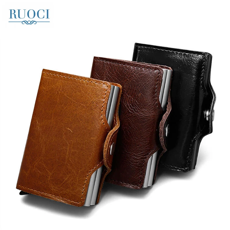 RUOCI из натуральной кожи RFID Блокировка мини кошелек Для мужчин информационной