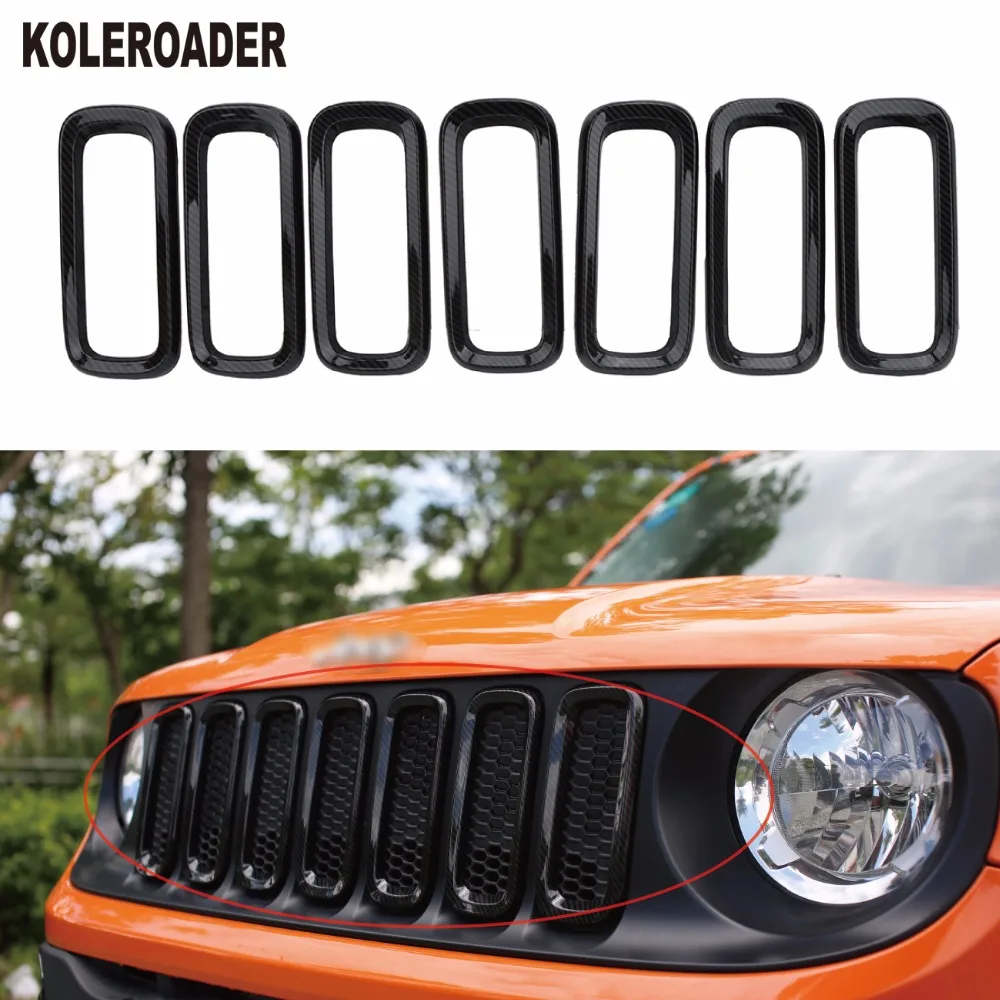 7 шт. сажи передняя решетка рамка отделка Обложки обрамление для 2015 2017 Jeep