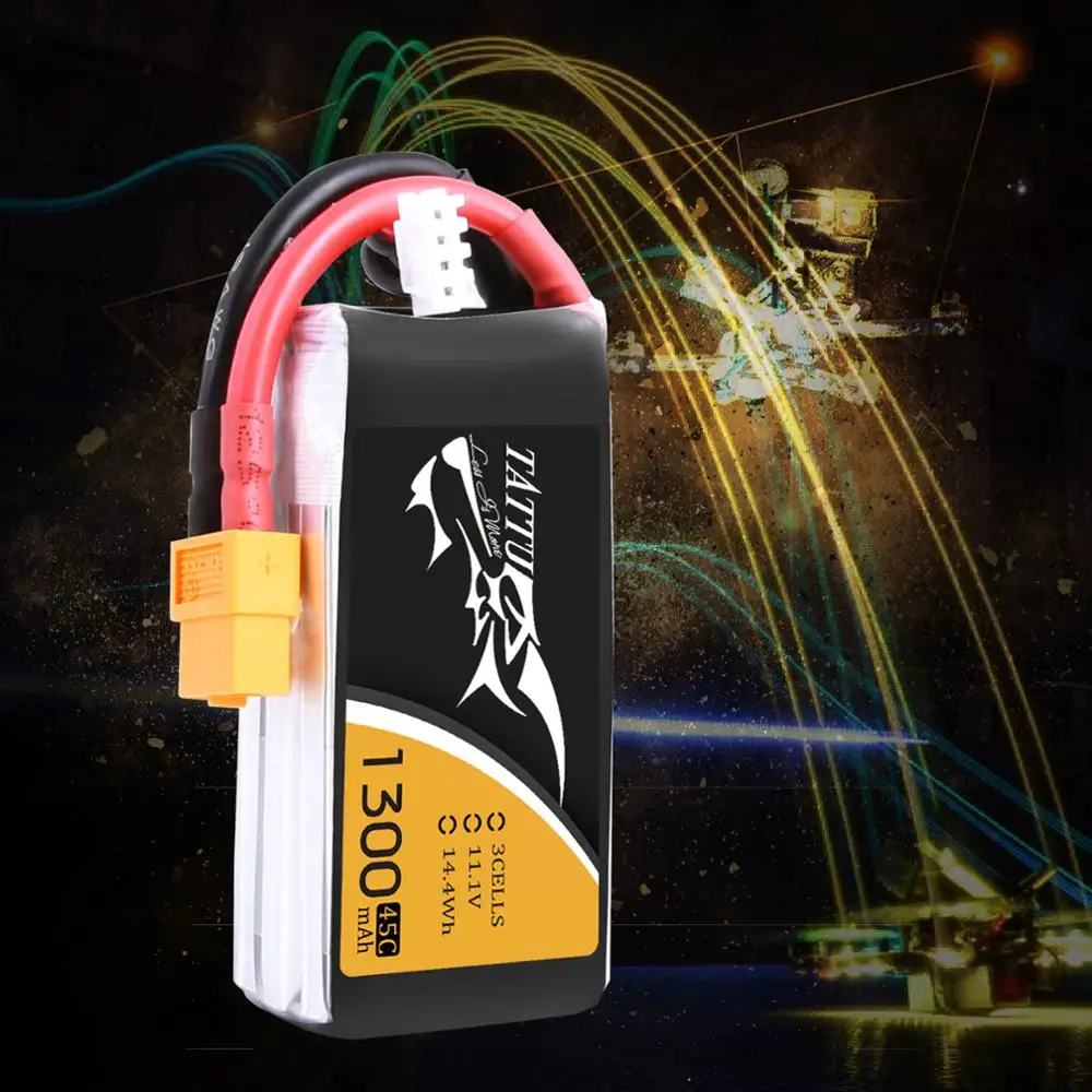 Литий-полимерный аккумулятор tattu 1300mAh 11,1 V Lipo 3S батарея 45C-90C XT60 разъем RC батарея Квадрокоптер FPV рама Дрон RC Вертолет Лодка