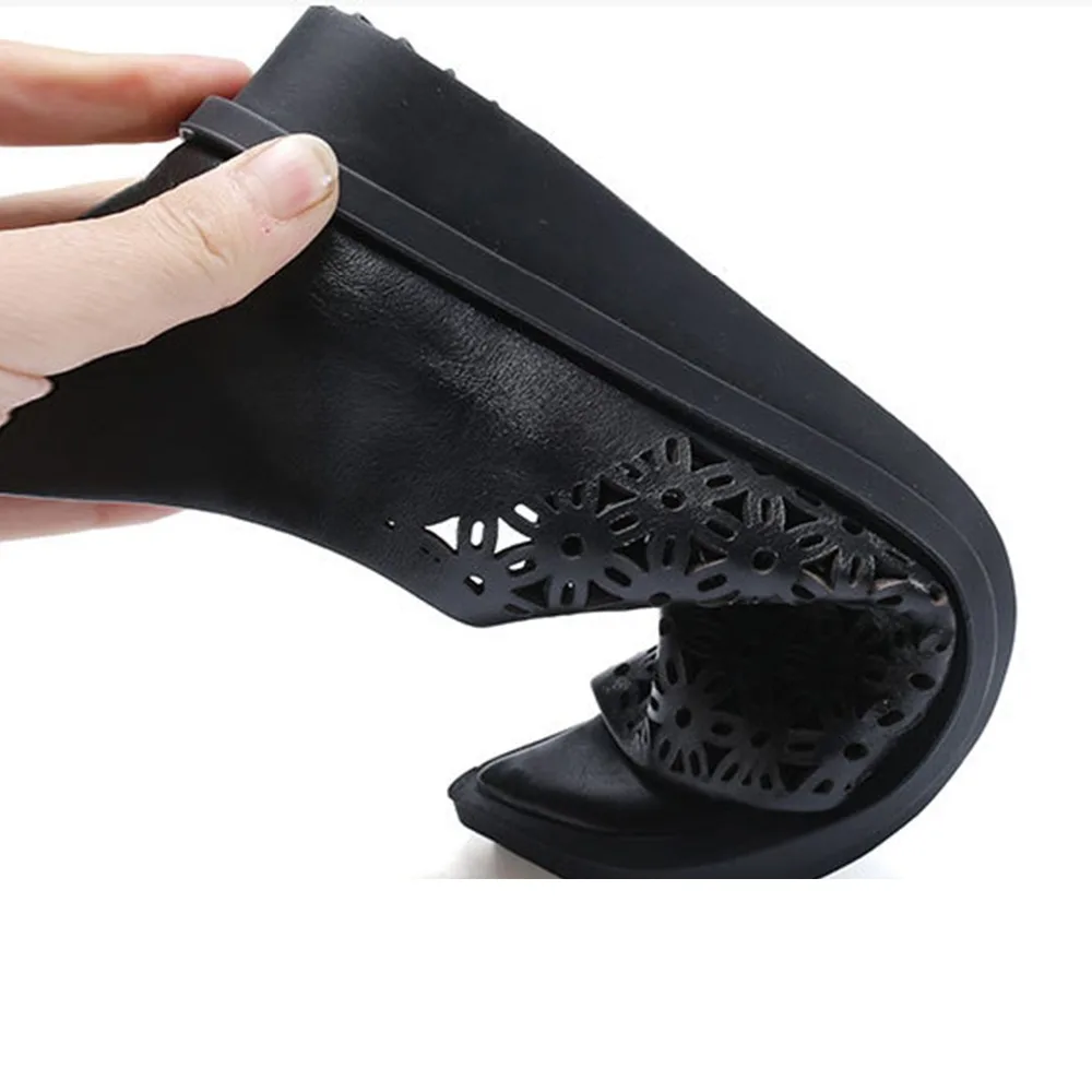 Черные босоножки из натуральной коровьей кожи удобная женская обувь на