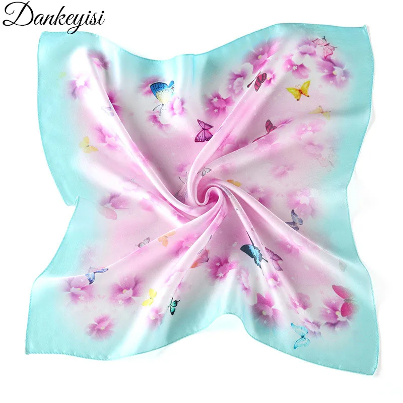 

DANKEYISI 100% Silk Scarf Women Shawl Spring Autumn Silk Scarf Square Scarf Small Handkerchief 2017 Fashion Scarves Top Quality