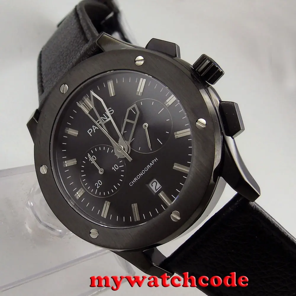 Кварцевые мужские часы parnis P631 с черным циферблатом 44 мм|watch men|watch men watchwatch watch |