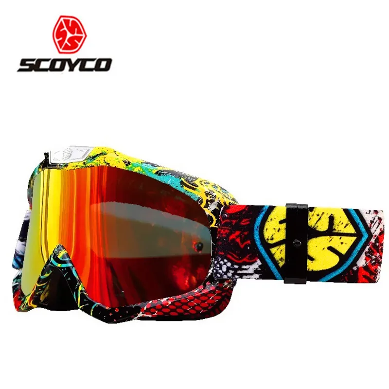 SCOYCO G04 Лыжный Сноуборд Снегоход очки мотоцикл мотокросса гоночные очки ветрозащитные противотуманные UV400 очки-красный - Цвет: Красный
