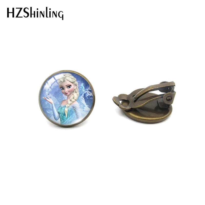 Bronze-3 HZSHINLING/Лидер продаж, модные серьги с изображением Эльзы и Анны, кабошон, без пирсинга, лучшие подарки для девочек - Окраска металла: Bronze-3