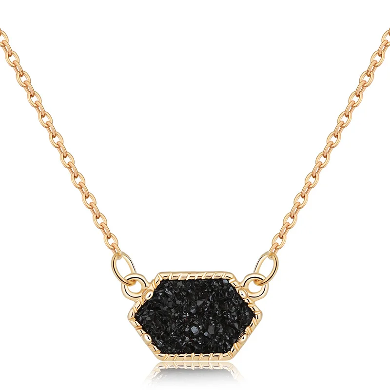 14 цветов, ожерелье Druzy Drusy, модное овальное ожерелье из искусственного камня, Позолоченное серебряное Брендовое ювелирное изделие для женщин и девушек