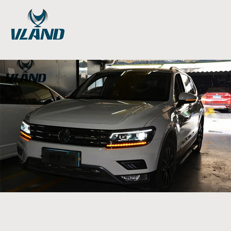 VLAND завод для головной лампы Tiguan светодиодные фары с ангельскими глазами СИД DRL H7