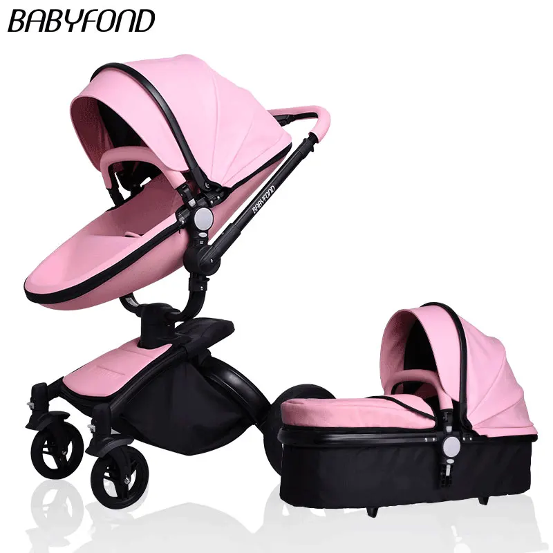 2 in 1 pink Babyfond, новинка, детская коляска 3 в 1, в серой золотистой раме - Цвет: 2 in 1 pink