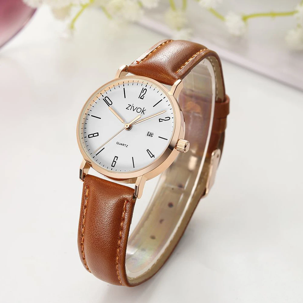 zivok Fashion Women Watches Relogio Feminino Leather Quartz Sport Wrist Watch Clock Ladies Couple Lovers Wristwatch xfcs | Наручные часы