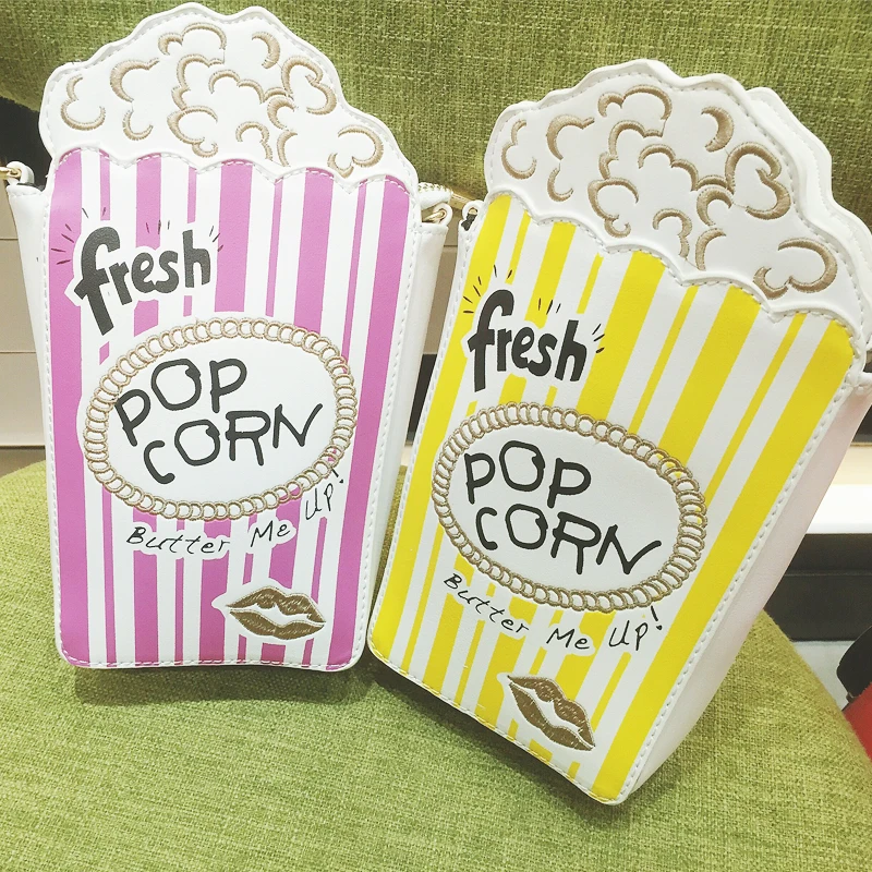 Модная индивидуальная вышитая милая сумка на плечо с цепочкой в форме попкорна