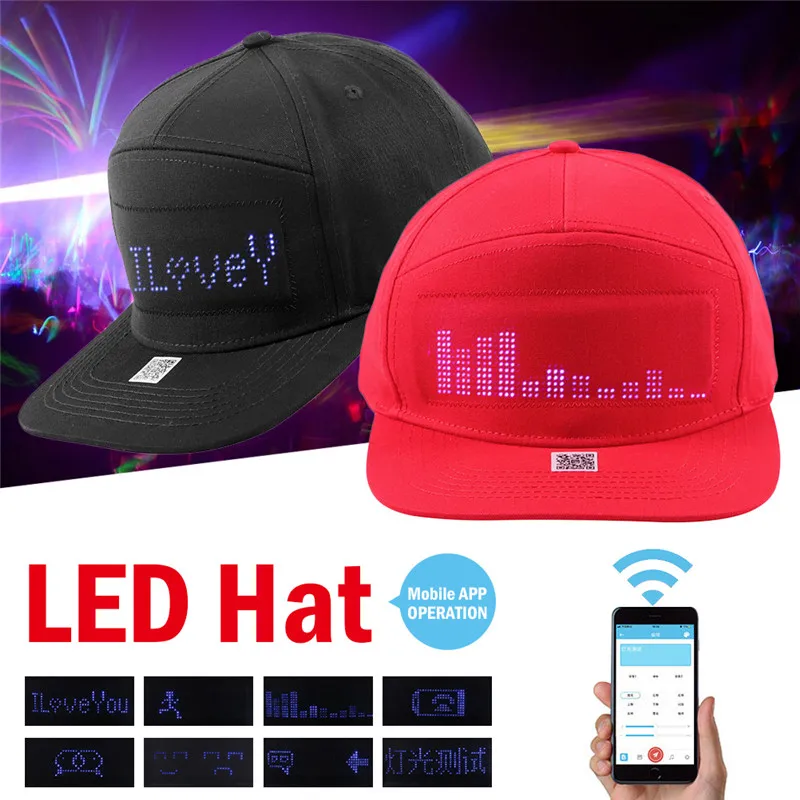 LED Panel Bluetooth Baseball Cap + Sunglass Mobile Phone APP Connection Wireless Dynamic Pattern Flashing Glasses | Спорт и