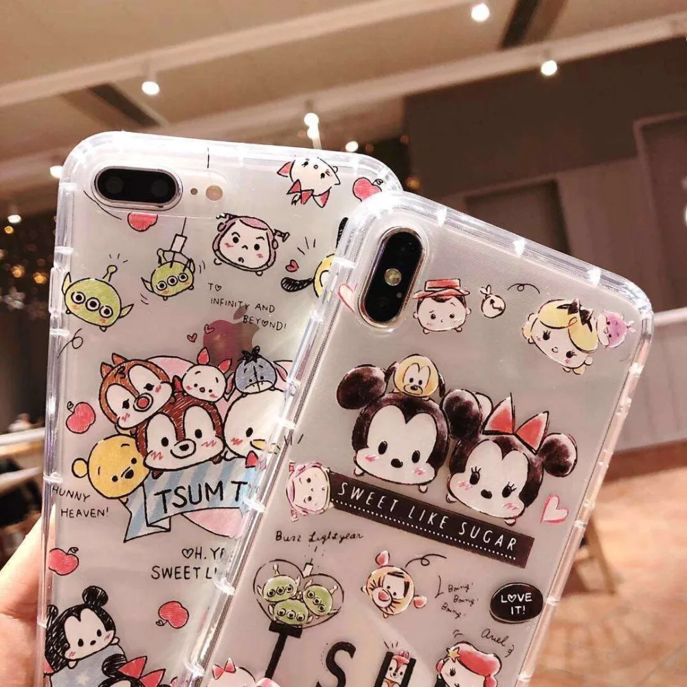 Cute Painted Disneys Mickey Minnie Squirrel Mobilization Transparent TPU Cover for Iphone MAX XS XR 6 7 8 Plus X Phone Cases |