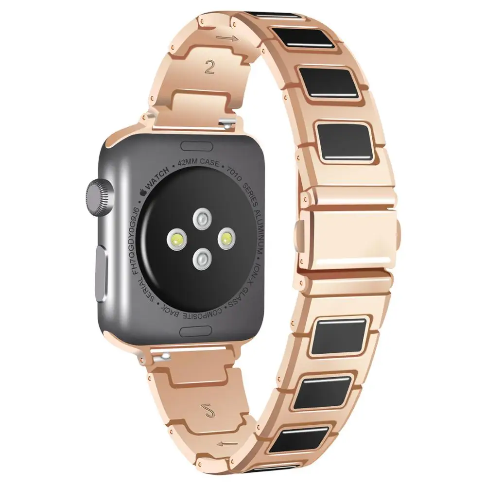 BOX W совместимый с Apple Watch Band 38 мм 42 сменный Браслет из нержавеющей стали и керамики
