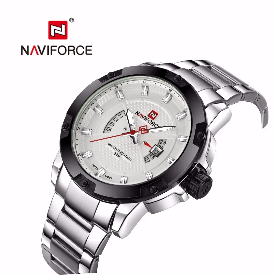 Часы мужские NAVIFORCE брендовые полностью стальные армейские часы Мужские кварцевые часы спортивные наручные часы relogio masculino