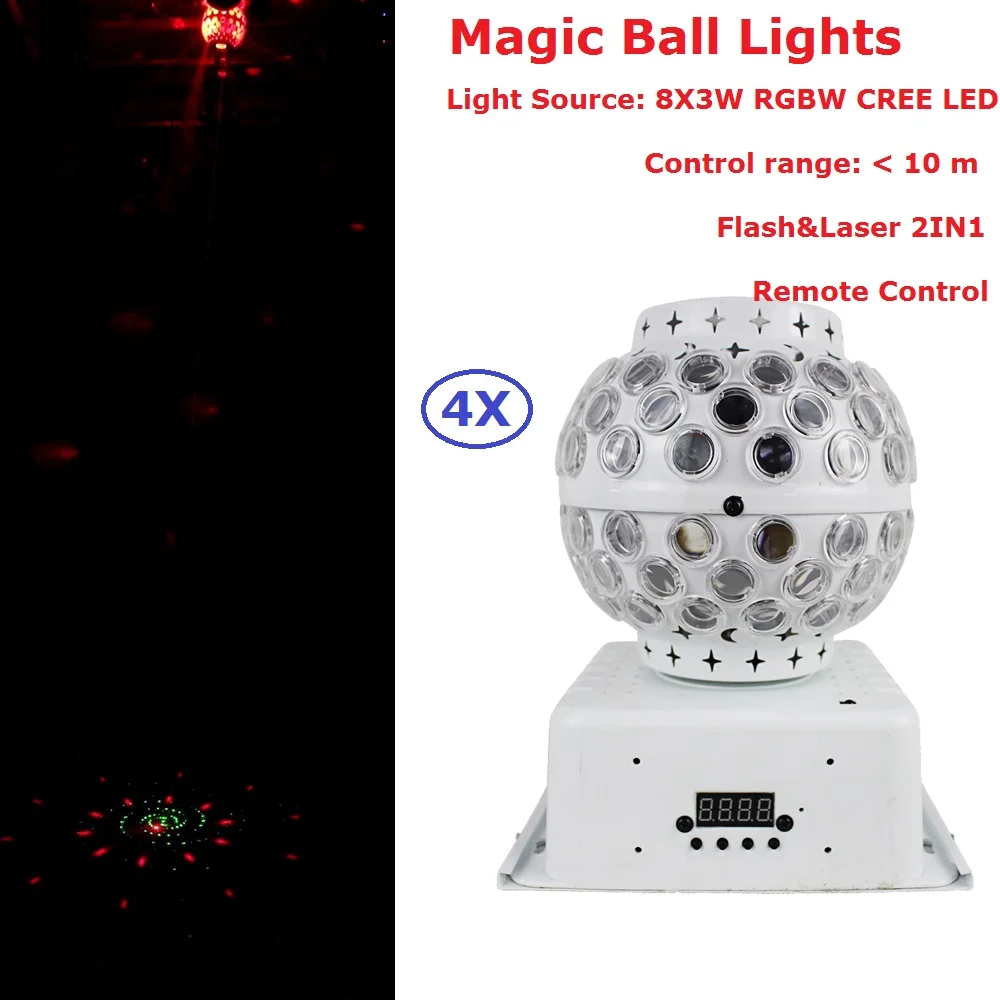 

4 шт. в картонной упаковке, 30 Вт, Хрустальный волшебный шар, лазерное сценическое освещение 90-240 В для диджея, дискотеки, ночного клуба, развле...