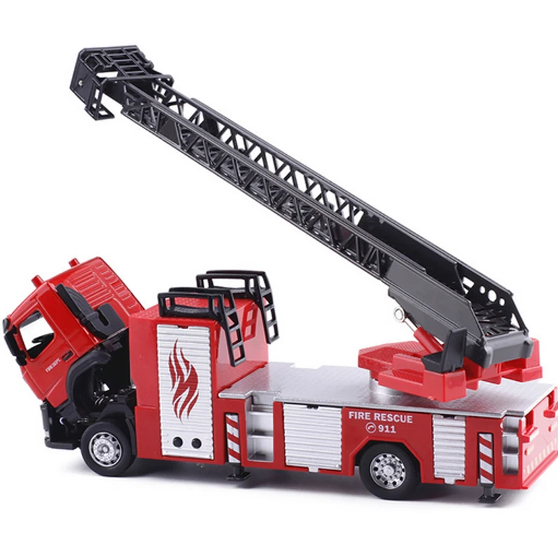 1:50 Alloy Ladder Truck Fire Engineering Vehicle Simulation Sound and Light Child Toy Free Shipping Birth Gift |