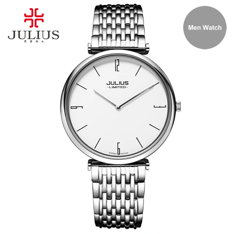 Julius Ограниченная серия мужские ультратонкие наручные часы из нержавеющей стали