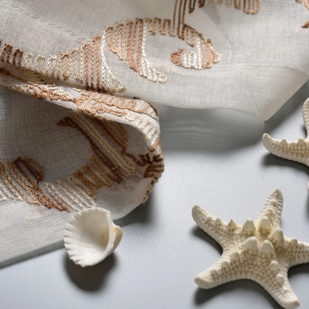 Современные тюлевые занавески с геометрическим узором и вышивкой Rideau Voilage Cortinas