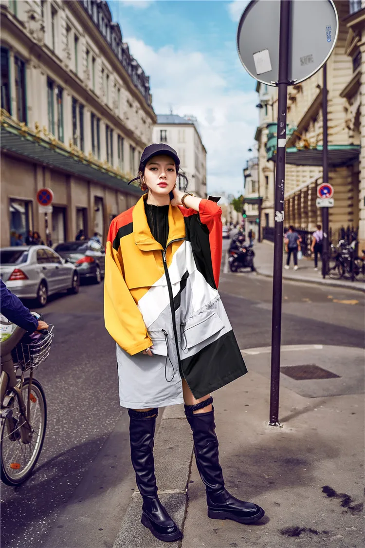 SuperAen Harajuku, модный Тренч для женщин, Дикий хлопок, Повседневный, весна, плюс размер, ветровка, женская, свободная, женская одежда