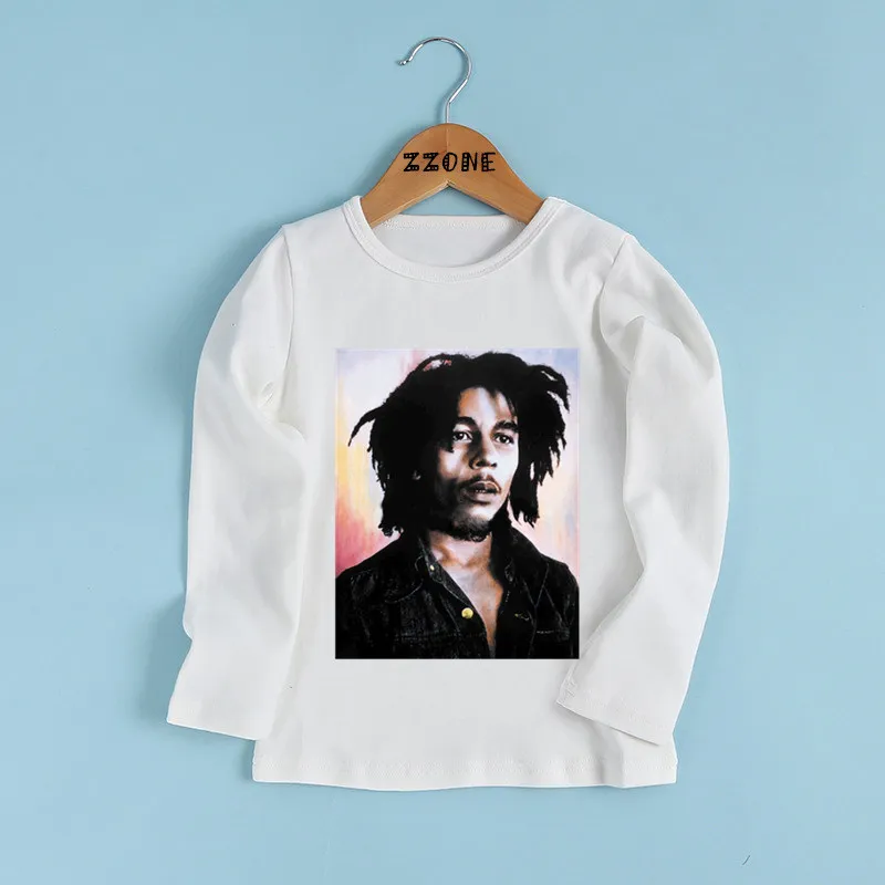 whiteC Футболка с принтом «Jamaica Singer Bob Marley Reggae Rastafari» для мальчиков и девочек детская футболка с длинными рукавами детская забавная одежда LKP5208 - Цвет: whiteC