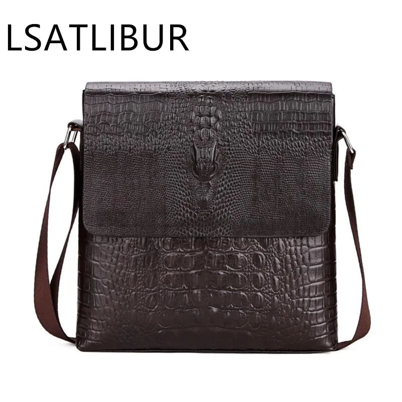 Сумка мужская модная повседневная однотонная крокодил узор Бизнес сумки