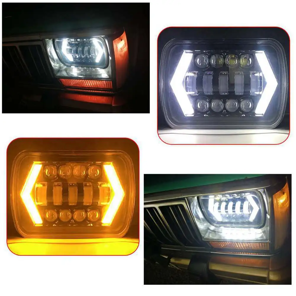 7x6 светодиодный фары H4 свет для Jeep Wrangler YJ CHEROKEE COMANCHE светодиодный квадратные фары Hilo луч Whte желтый светодиодный рабочий свет