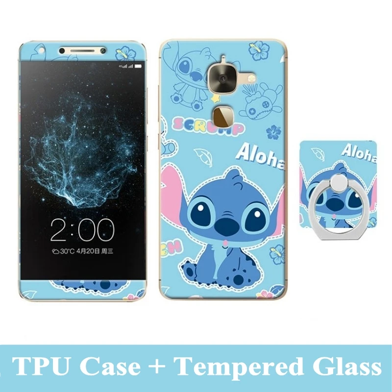 3D Cartoon Case For Letv Le 2 X527 Tempered Glass Film Finger Ring TPU Kickstand Patterned Cover for LeEco Pro X620 | Мобильные
