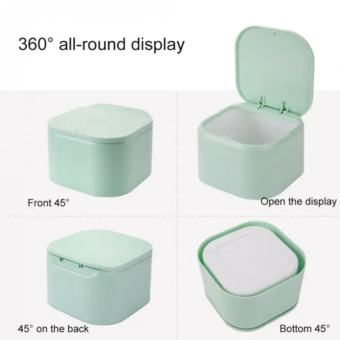 Desktop Mini Trash Can Press-on Waste Garbage Basket for Office Table@LS