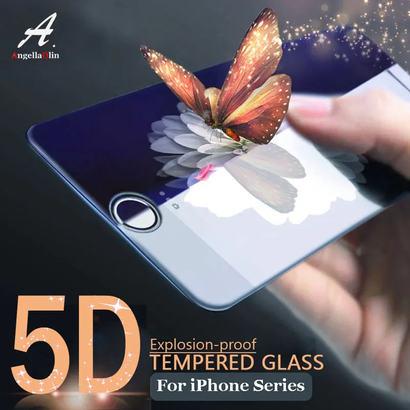 Закаленное стекло 5D с закругленными краями для iPhone Xs Max XR X 7 8 6 6s plus Защитная пленка