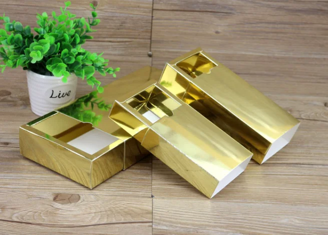 30 шт./лот Пустые Золотые бумажные коробки для ящиков картонная упаковка коробка