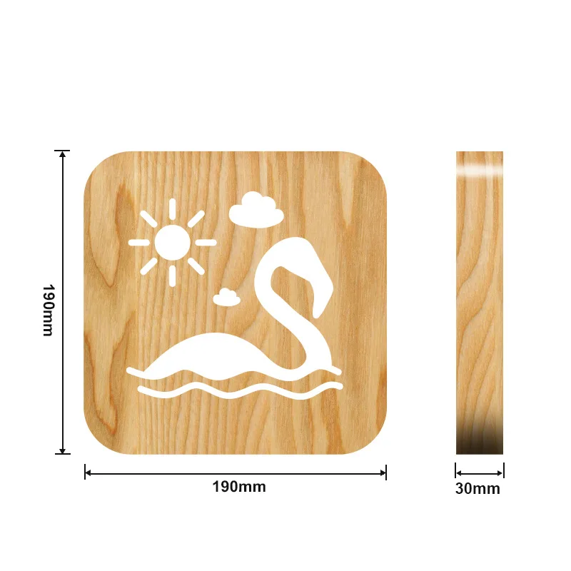 Креативный деревянный ночник Фламинго USB настольная лампа 3D Визуальный спальня