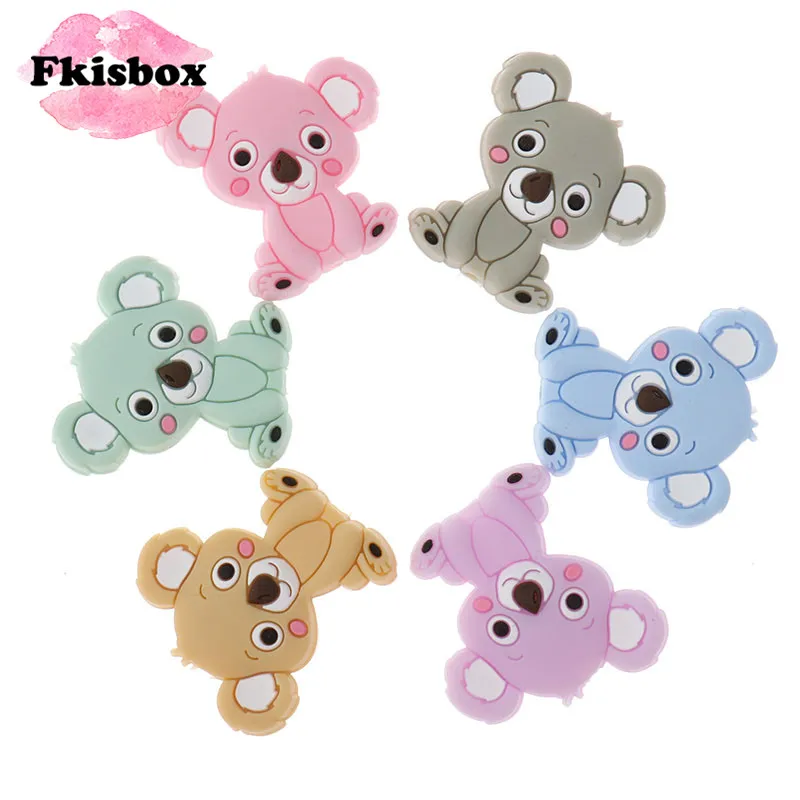 

Fkisbox Koala 30 шт. силиконовые бусины животные без бисфенола, детская цепочка для пустышки, «сделай сам», детское Прорезыватель для зубов, аксессуары для ожерелья