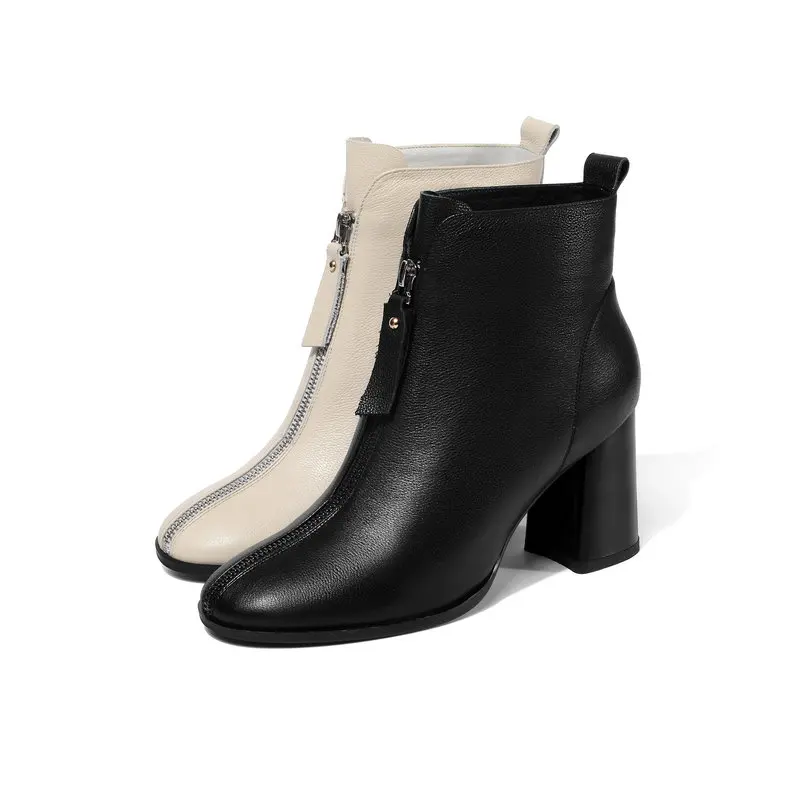 

TXCNMB Women Ankle Boots Elegant Warm Winter Boots Genuine Leather Ladies Shoes Woman High Heel Chelsea Ladies Boots