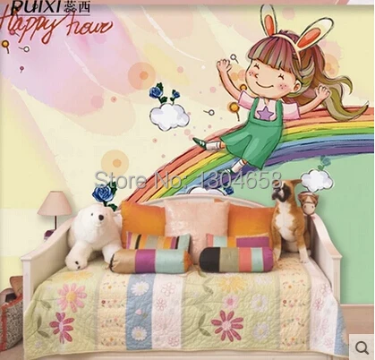 Пользовательские большие фрески детской комнаты фон обои радуга мост |