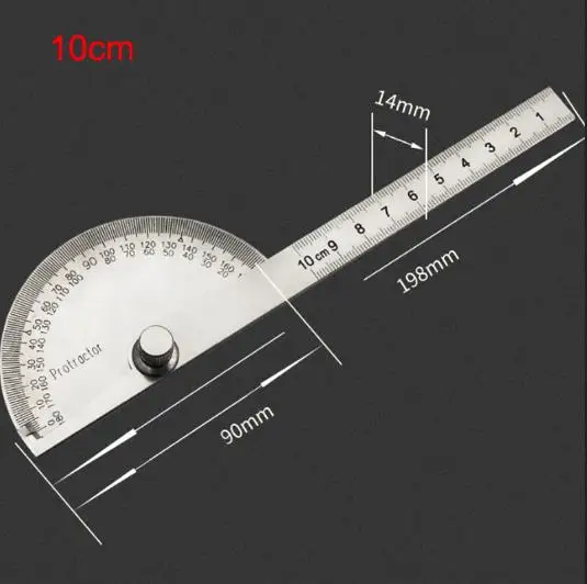10cm 10 см/14,5 см 180 градусов Регулируемый транспортир многофункциональная круглая головка из нержавеющей стали угловая линейка Математика измерительный инструмент - Цвет: 10cm
