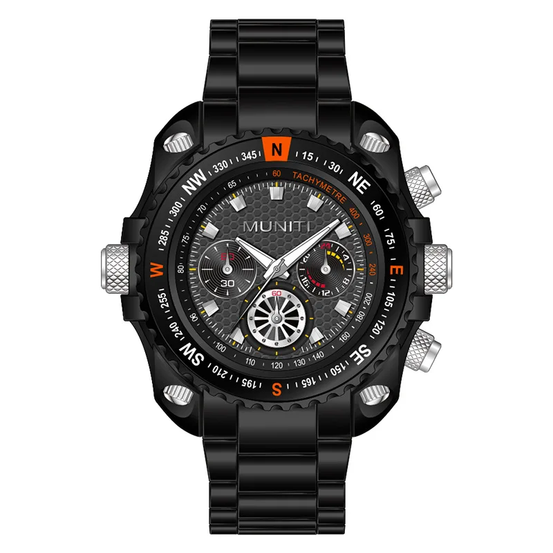 Для мужчин смотреть лучший бренд класса люкс черный Спорт Полный Сталь часы