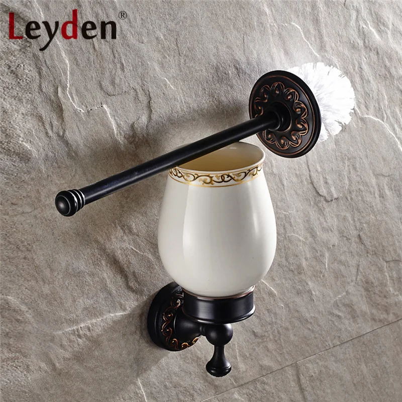 Набор кистей для унитаза Leyden из античной латуни/орба винтажный держатель