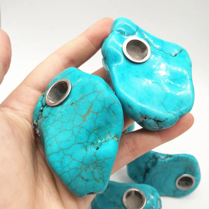 Естественный неправильной формы Буле бирюзового цвета с украшением в виде