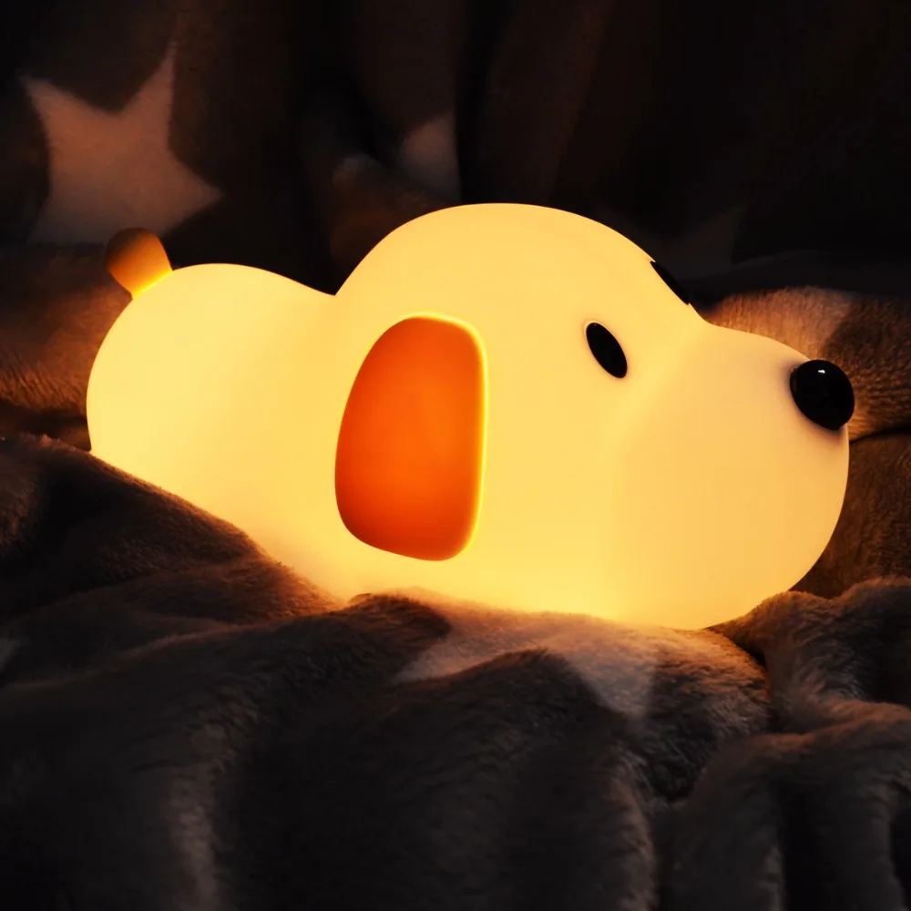 Cute Dog Lamp Creative Puppy Silicone LED Night Light Bedroom Bedside Rechargeable For Baby Children Gift | Лампы и освещение