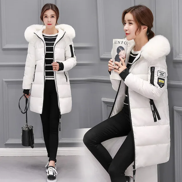 White 2 Новинка, модный пуховик для женщин, зимняя куртка, длинная, секционная, с капюшоном, парка, толстая, теплая, хлопок, тонкая куртка для женщин, зимнее пальто - Цвет: White 2