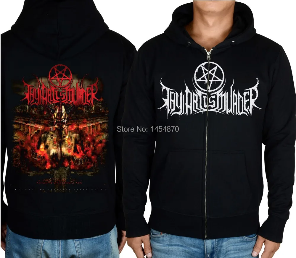 9 стилей, на молнии, тяжелый металл, демон, Thy Art Is Murder Robot, хлопок, рок, черный, толстовки, куртка, панк, hardrock, толстовка, куртка