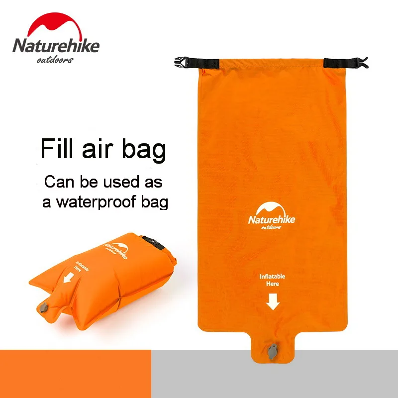 Orange Fill air bag Naturehike Сверхлегкий надувной матрас 1 для одного человека, уличные спальные подушечки, водонепроницаемые мешки, походный коврик W& Fill Air Bag 420 г - Цвет: Orange Fill air bag